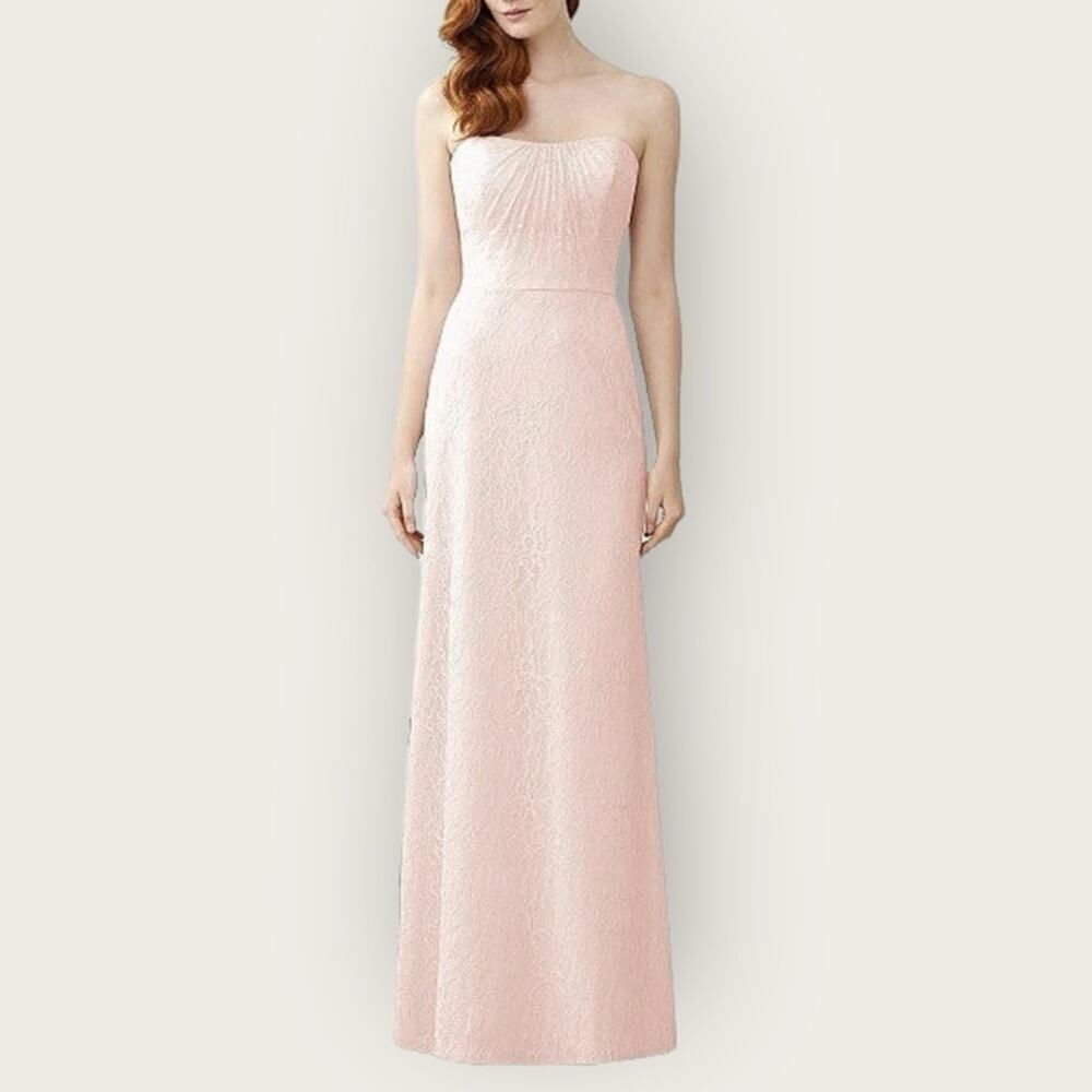 NWT | Dessy Collection | Florentine Lace Strapless Maxi | Blush | Size 12